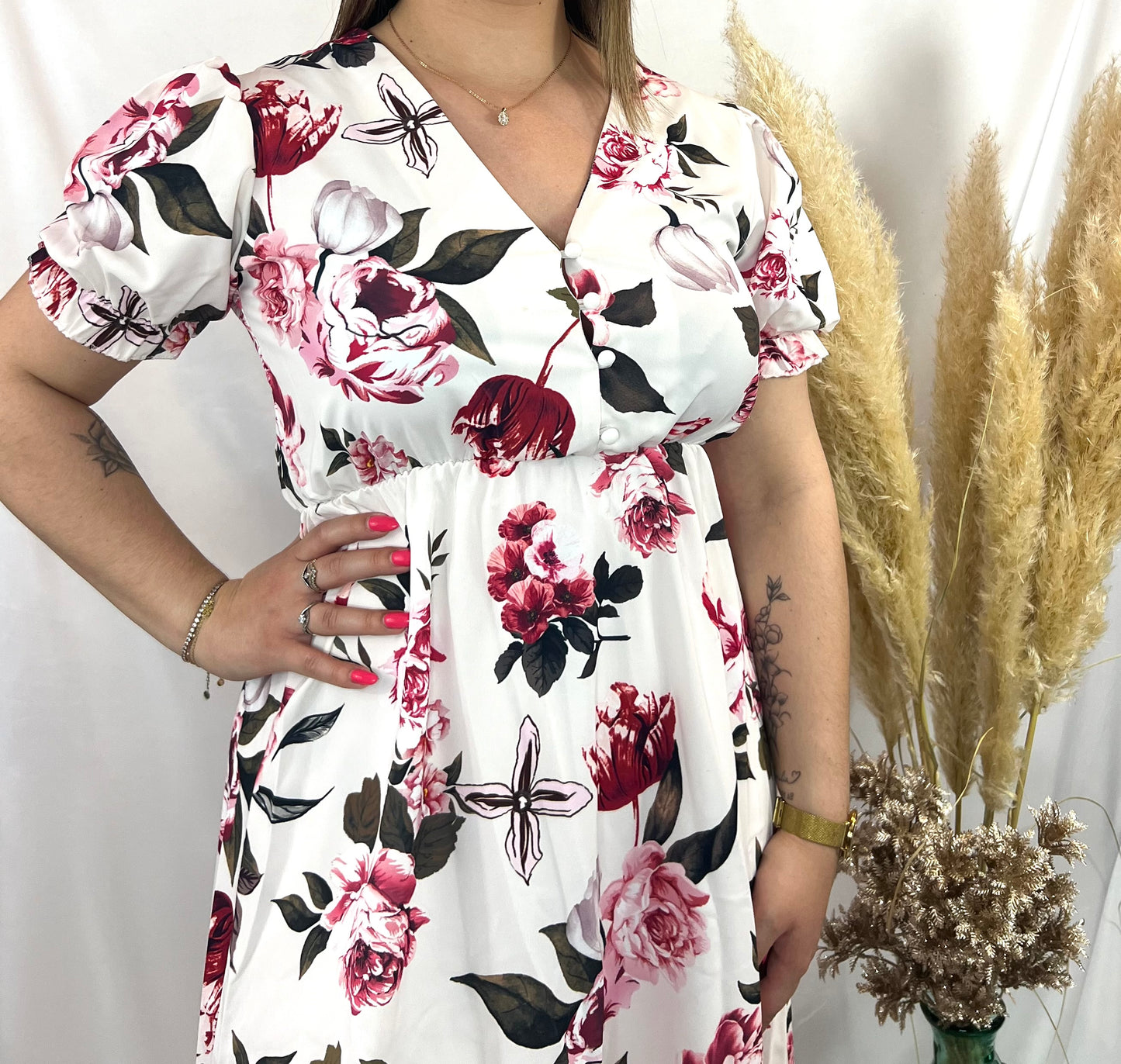 Robe blanche fleurie