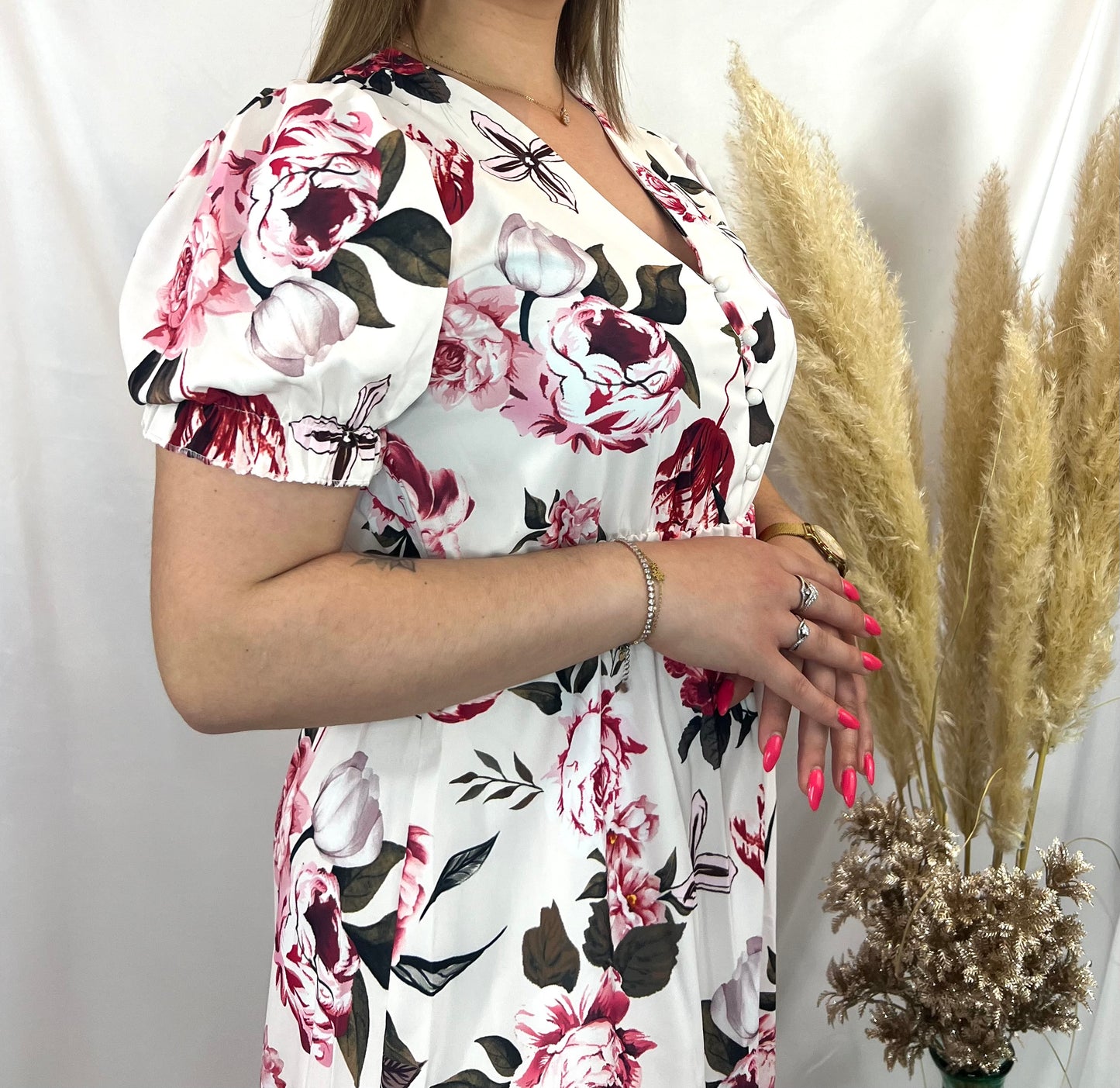 Robe blanche fleurie