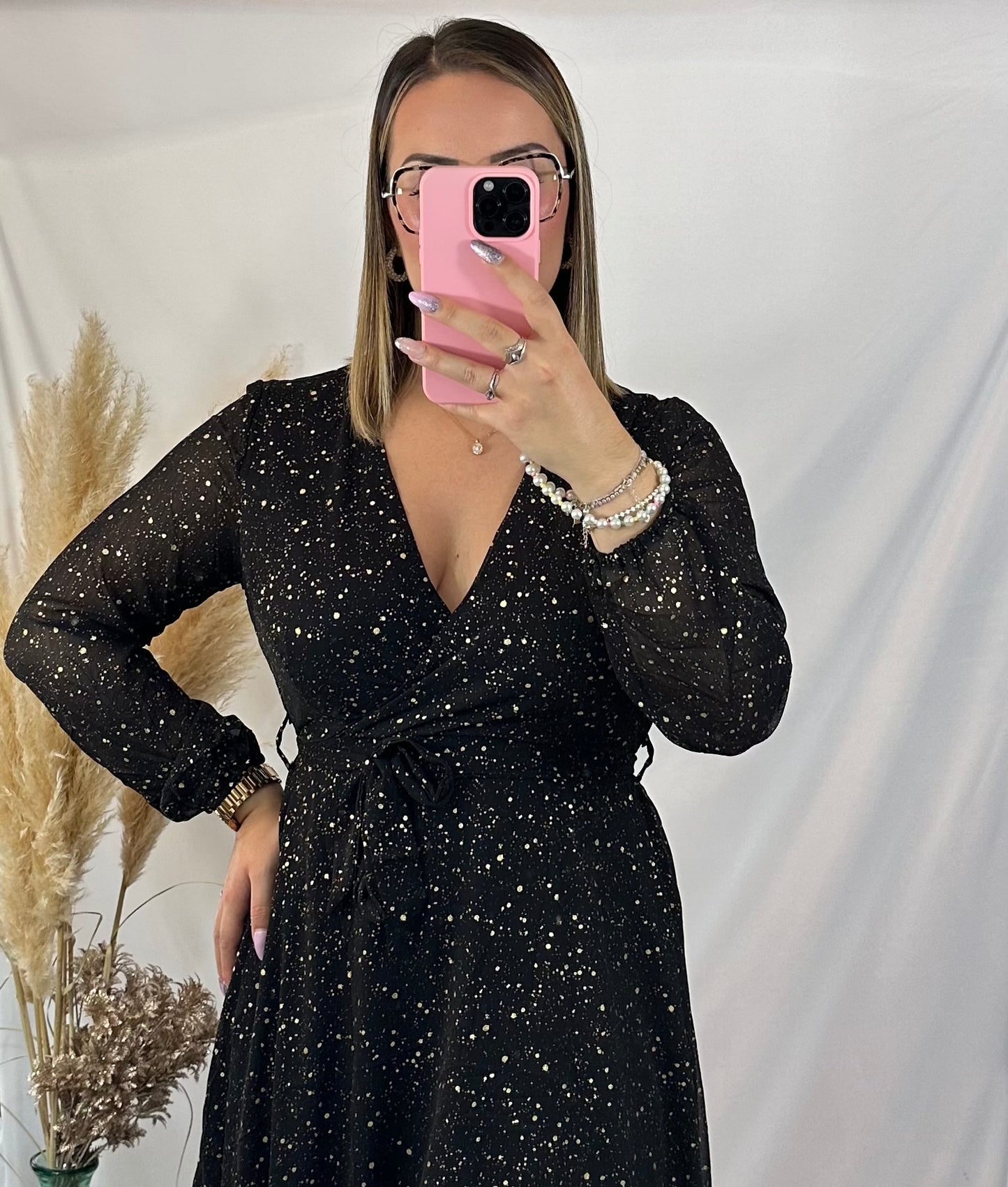 Robe longue noir&or