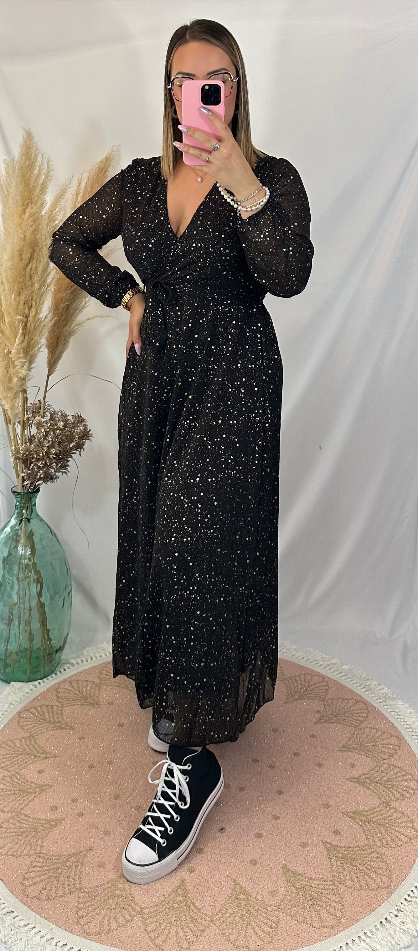 Robe longue noir&or