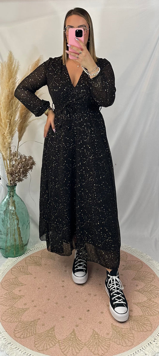 Robe longue noir&or